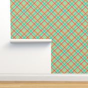 Turquoise Blue and Peach Plaid