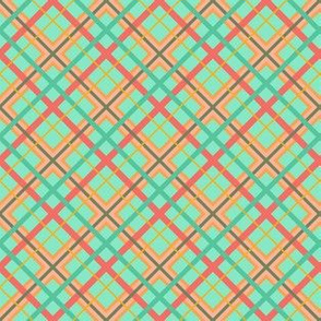 Turquoise Blue and Peach Plaid