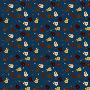 Dusty Navy Blue Guitar // Guitars Print Small Scale