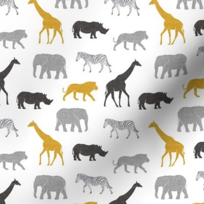 (small scale) Safari animals - multi gold - elephant, giraffe, rhino, zebra C20BS
