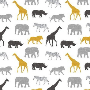 (small scale) Safari animals - multi gold - elephant, giraffe, rhino, zebra C20BS
