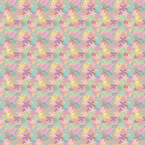 Tan lemon blueberry with tropical floral pattern