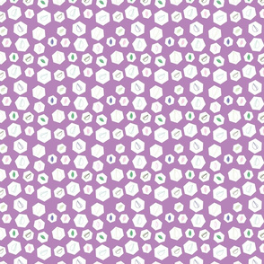 Violet leaves on hexagon pattern