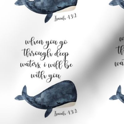 6" square: when you go through deep waters i will be with you // navy