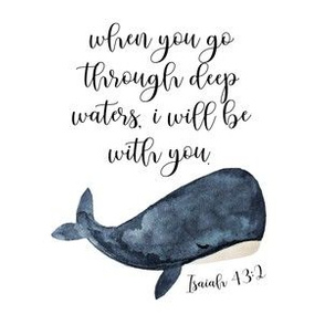 6" square: when you go through deep waters i will be with you // navy