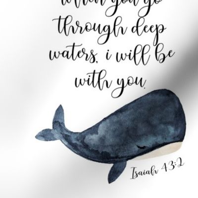 9" square: when you go through deep waters i will be with you // navy
