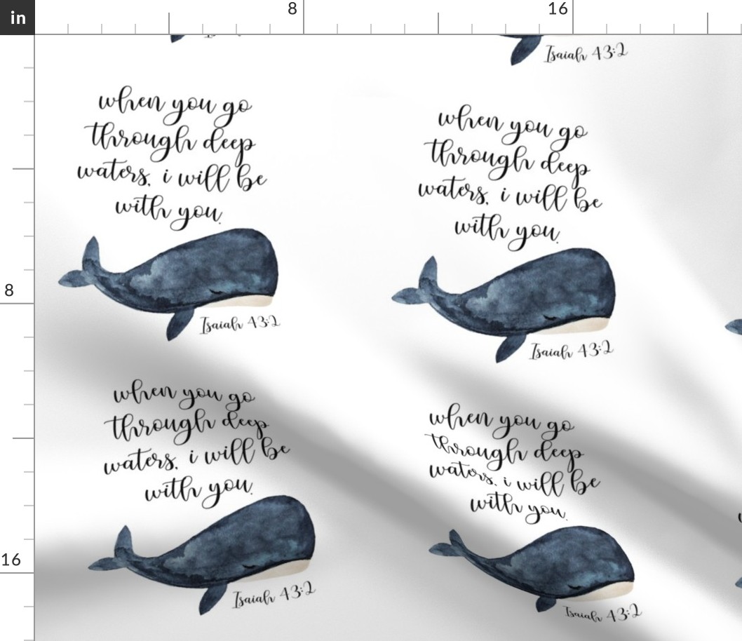 9" square: when you go through deep waters i will be with you // navy