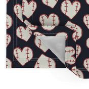 Baseball Hearts on Navy 