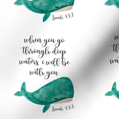 6" square: when you go through deep waters i will be with you // teal
