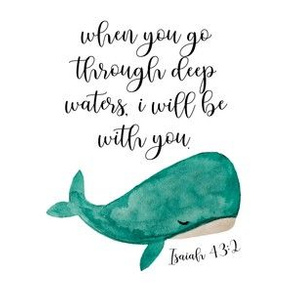6" square: when you go through deep waters i will be with you // teal