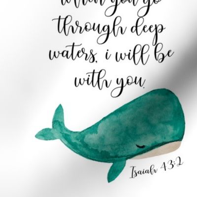 9" square: when you go through deep waters i will be with you // tealteal