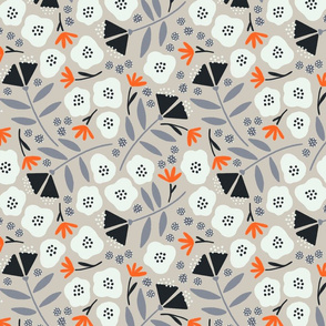 Abstract floral (gray)