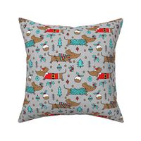 Dachshund Christmas blue on light grey - extra small scale