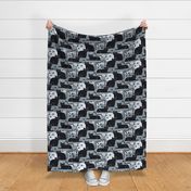 Black Cats - Medium- Halloween Night Cat- Black- White- Gray- Grey- Neutral- Moon- Stars