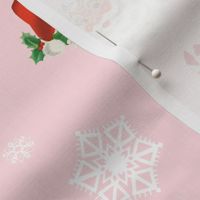 Vintage Christmas Santa Pink Peppermint Reindeer Snowflakes Candy Cane