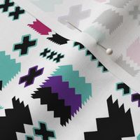 Tribal Geometric Teal Purple Fuschia small scale