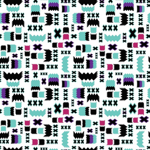 Tribal Geometric Teal Purple Fuschia small scale