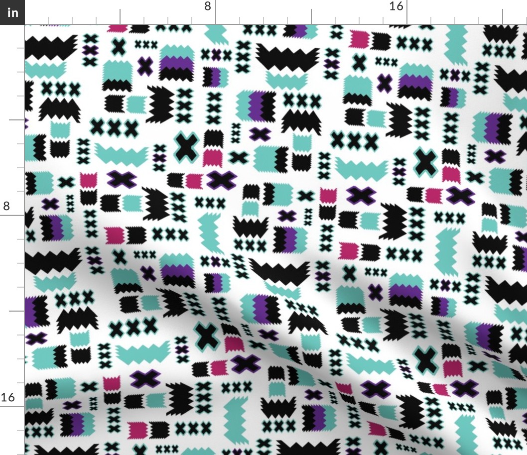 Tribal Geometric Teal Purple Fuschia small scale