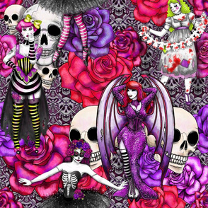 Gothic Halloween pinups burlesque floral