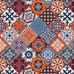 Talavera Tiles S Blue Orange Cream Burgundy Red