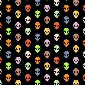 colorful alien print on  black