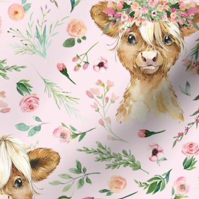 floral baby highland cow