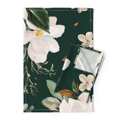 gold magnolia floral on monstera green background - oversized