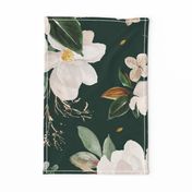 gold magnolia floral on monstera green background - oversized