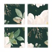 gold magnolia floral on monstera green background - oversized