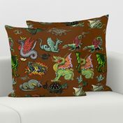 Medieval Dragons and Monsters Large - Brown