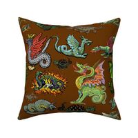 Medieval Dragons and Monsters Large - Brown