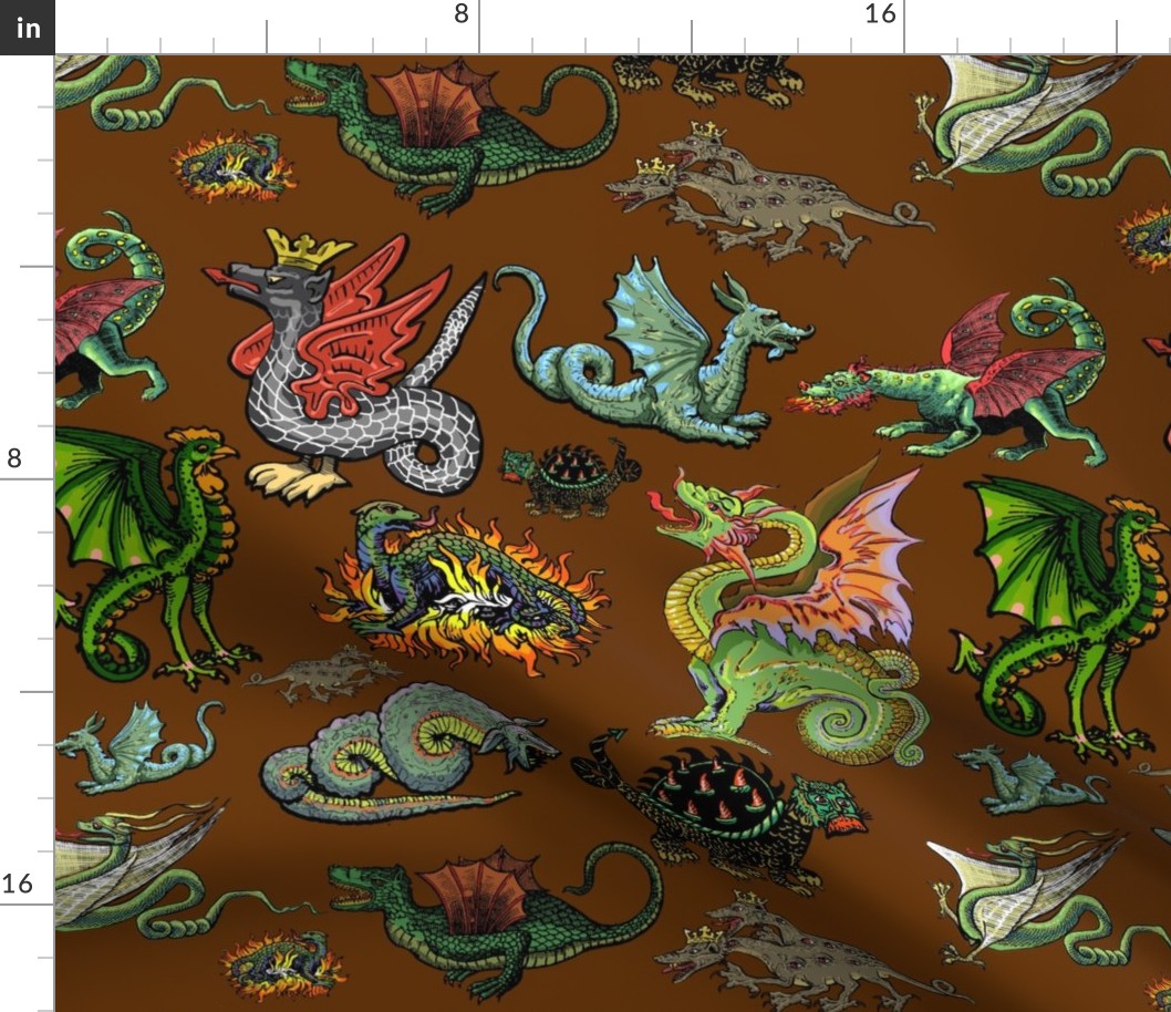 Medieval Dragons and Monsters Large - Brown