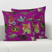 Medieval Dragons and Monsters Large - Magenta