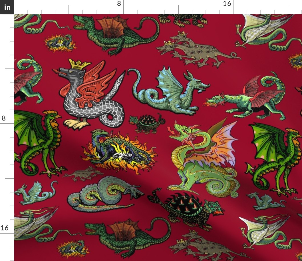Medieval Dragons and Monsters Large - Red