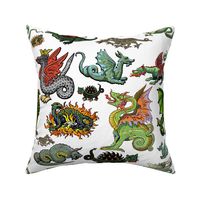 Medieval Dragons and Monsters Large - White