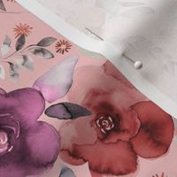  Moody Floral-Winter bouquet Romantic rose watercolor Roses flowers Pink Small