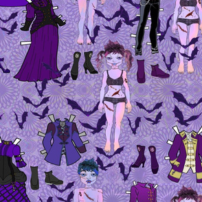 Paper dolls Goth Halloween party