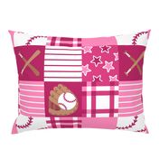 Baseball Gear Pink Wholecloth Cheater Quilt Rotated