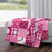 Baseball Gear Pink Wholecloth Cheater Quilt Rotated