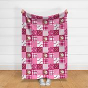 Baseball Gear Pink Wholecloth Cheater Quilt Rotated