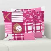 Baseball Gear Pink Wholecloth Cheater Quilt Rotated