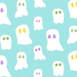 Spooky Cute Halloween Ghost Pattern Blue