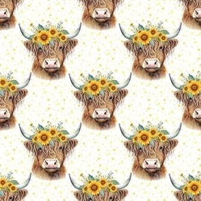 Scottish Highland Cows and Sunflowers Small