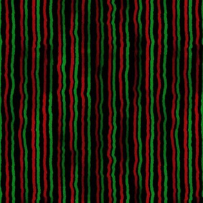 christmas watercolor stripes green red on black