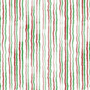 Christmas watercolor stripes green red