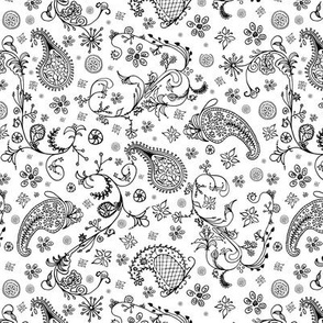 paisley black and white small scale