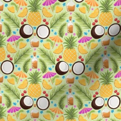Pina colada, summer cocktail drink, pineapple and coconut, spring vibes, sea vacation, Green geometric