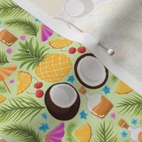 Pina colada, summer cocktail drink, pineapple and coconut, spring vibes, sea vacation, Green geometric