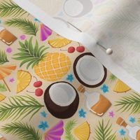 Pina colada, summer cocktail drink, pineapple and coconut, spring vibes, sea vacation, Beige geometric