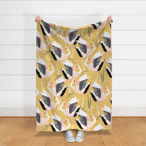 Cranes - Mustard BG - LARGE